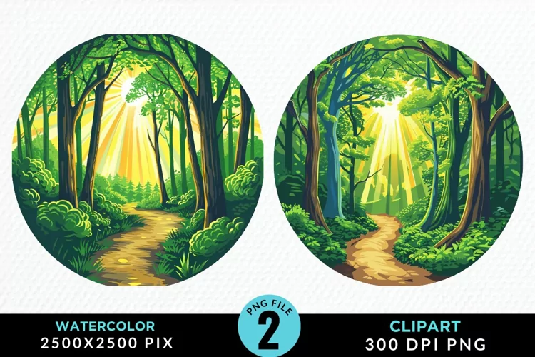 Watercolor Hiking Trails Collection Clipart