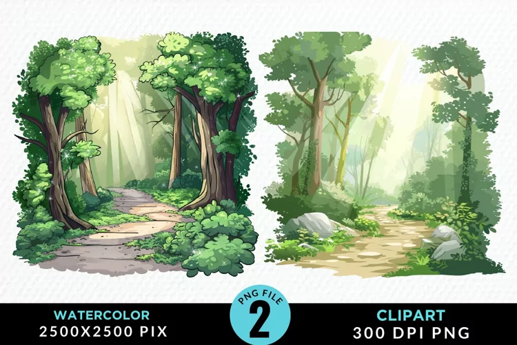 Watercolor Hiking Trails Collection Clipart