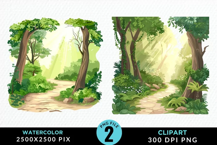 Watercolor Hiking Trails Collection Clipart