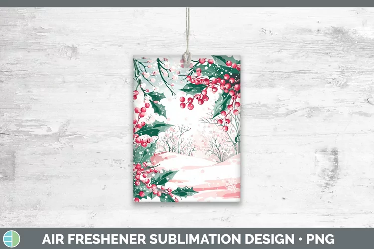 Watercolor Holly Air Freshener Sublimation Car Freshener Des