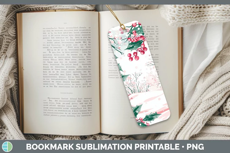 Watercolor Holly Bookmark Sublimation Printable Designs