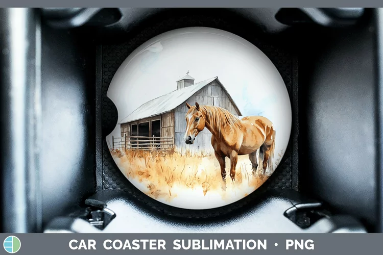 Watercolor Horse Car Coaster Sublimation Designs
