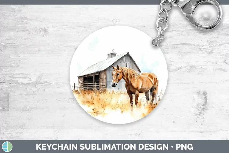 Watercolor Horse Keychain Sublimation Keyring Designs