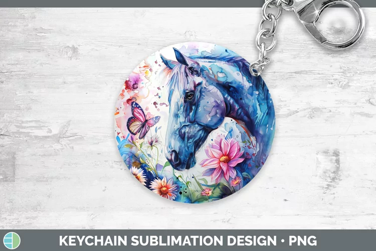 Watercolor Horse Keychain Sublimation Keyring Designs