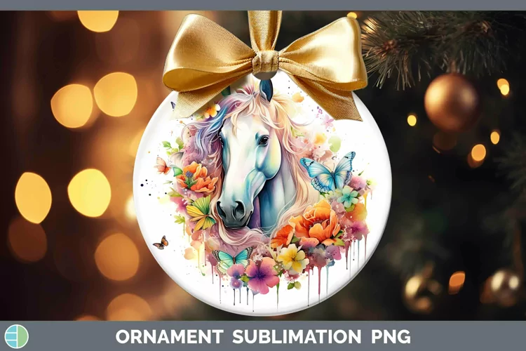 Watercolor Horse Ornament Sublimation Bauble Designs