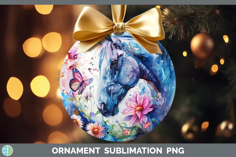 Watercolor Horse Ornament Sublimation Bauble Designs