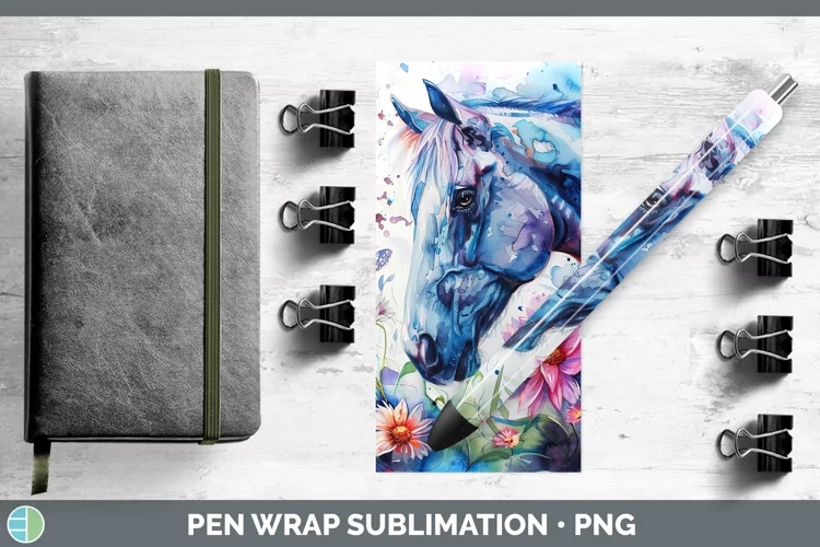 Watercolor Horse Pen Wrap Sublimation Epoxy Pen Designs