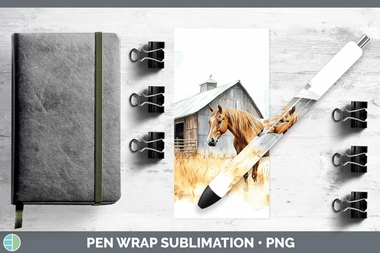 Watercolor Horse Pen Wrap Sublimation Pen Designs