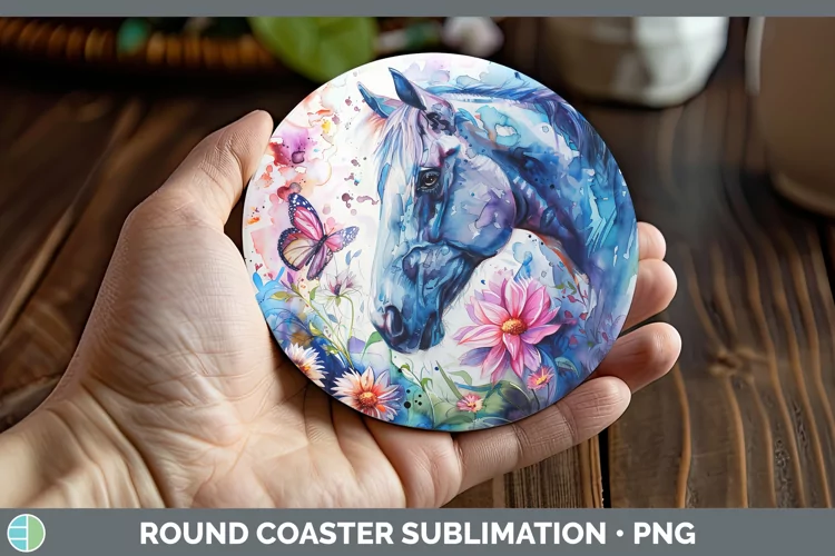 Watercolor Horse Round Coaster Sublimation Coaster Designs