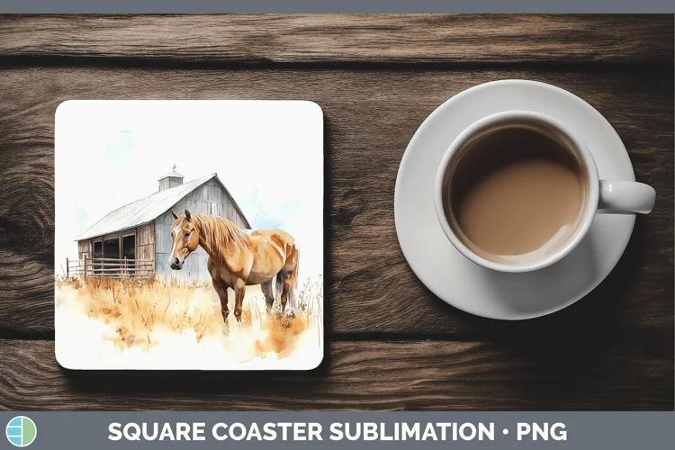Watercolor Horse Square Coaster Sublimation Coaster Designs