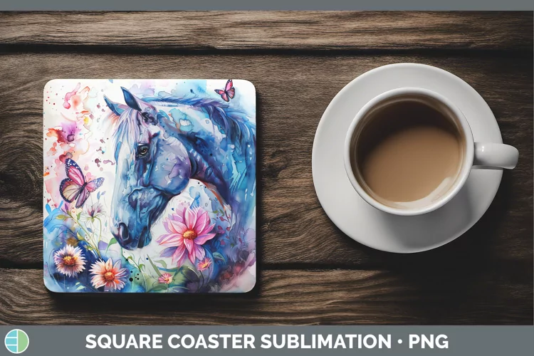 Watercolor Horse Square Coaster Sublimation Coaster Designs