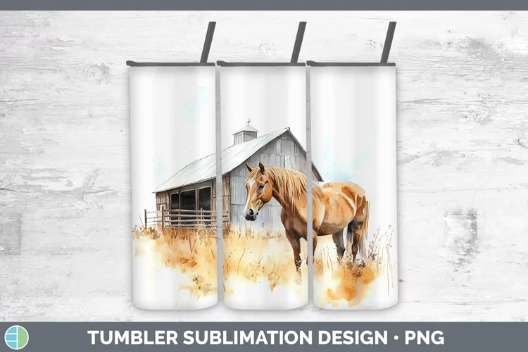 Watercolor Horse Tumbler Sublimation 20 oz Skinny Tumbler De