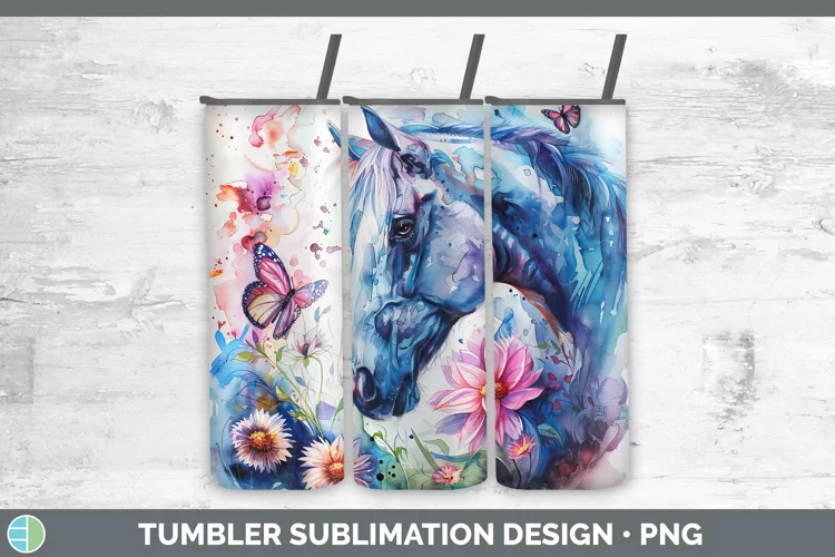 Watercolor Horse Tumbler Sublimation 20 oz Skinny Tumbler De