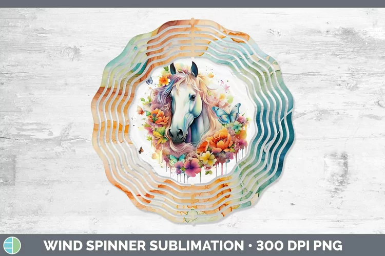 Watercolor Horse Wind Spinner Sublimation Spinner Designs