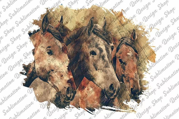 Horses Sublimation - Western Sublimation - Watercolor Horses