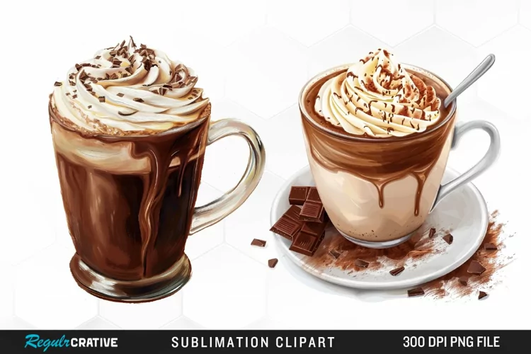 Watercolor Hot Chocolate Image Clipart