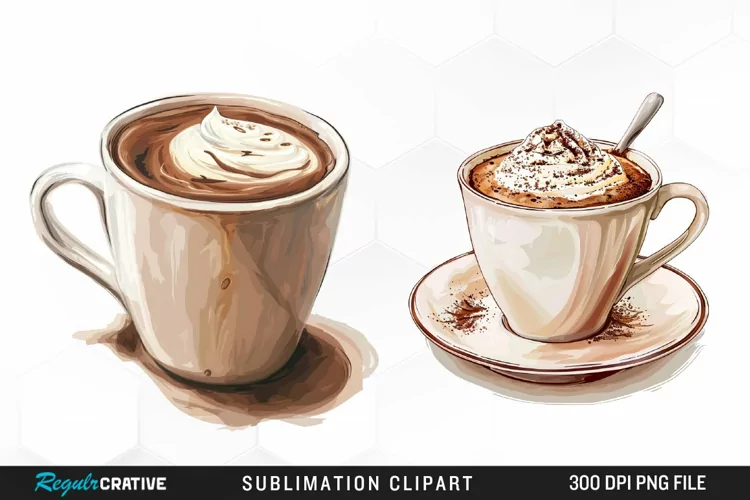 Watercolor Hot Chocolate Design Clipart