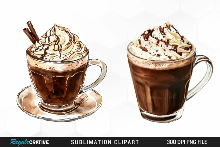 Watercolor Hot Chocolate Design Clipart
