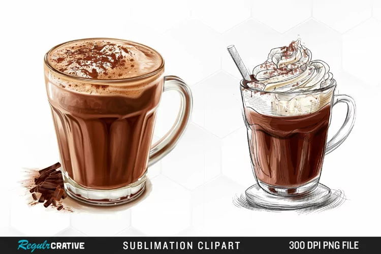 Watercolor Hot Chocolate Design Clipart