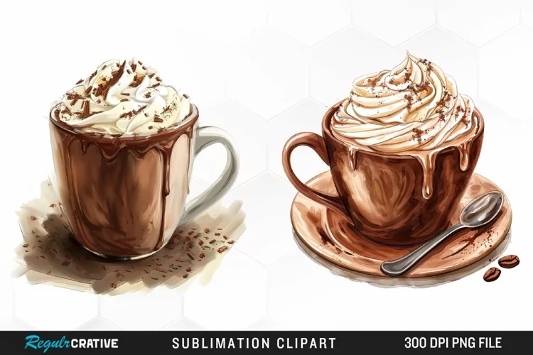 Watercolor Hot Chocolate Image Clipart