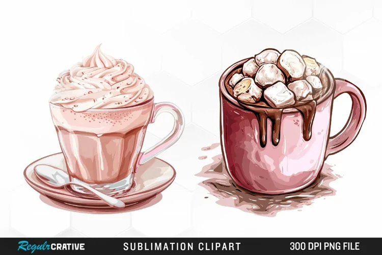 Watercolor Hot Chocolate Image Clipart