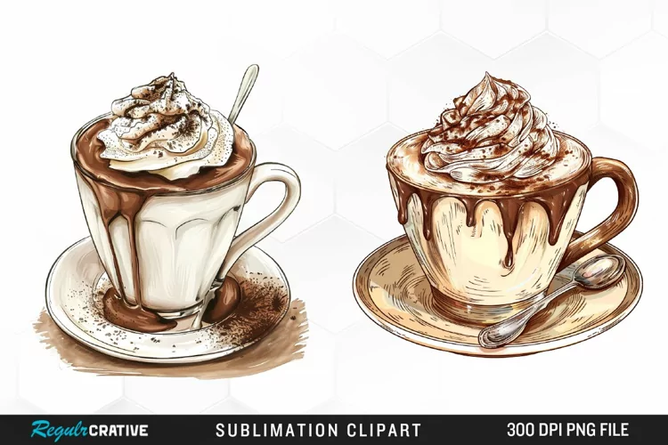 Watercolor Hot Chocolate Design Clipart