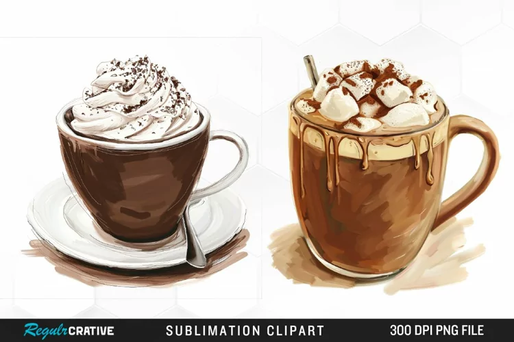 Watercolor Hot Chocolate Image Clipart