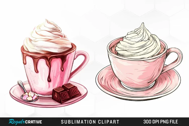 Watercolor Hot Chocolate Design Clipart