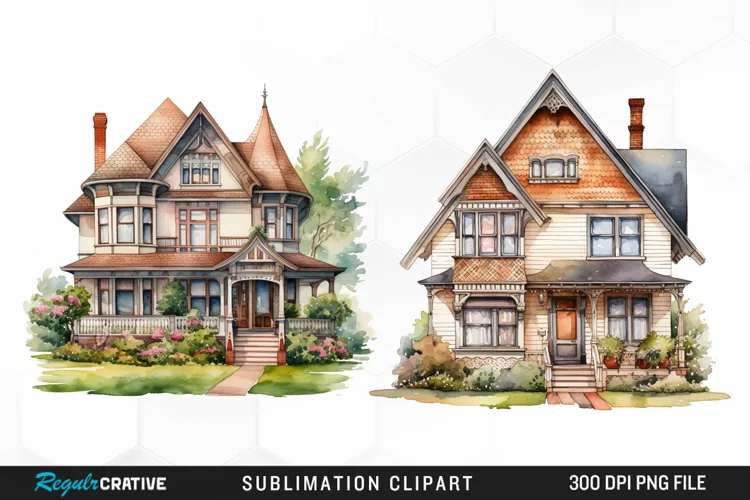 Watercolor House Artwork Clipart