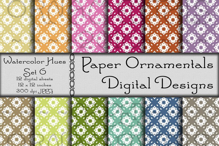 Watercolor Hues Set 6, Digital Paper For Crafts & Background example image 1