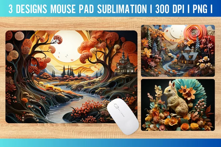 Autumn Mouse Pad Sublimation Design PNG