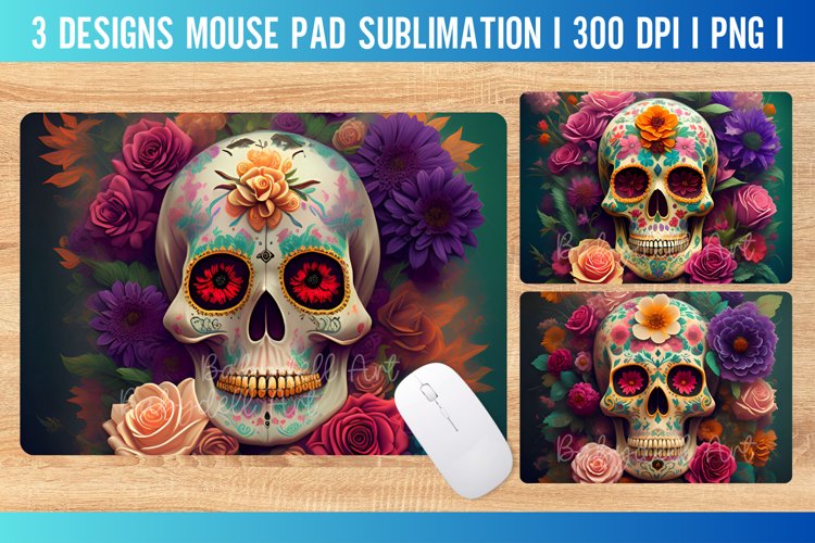 Day of the dead Mouse Pad Sublimation Design PNG example image 1