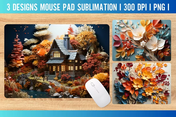 Autumn Mouse Pad Sublimation Design PNG