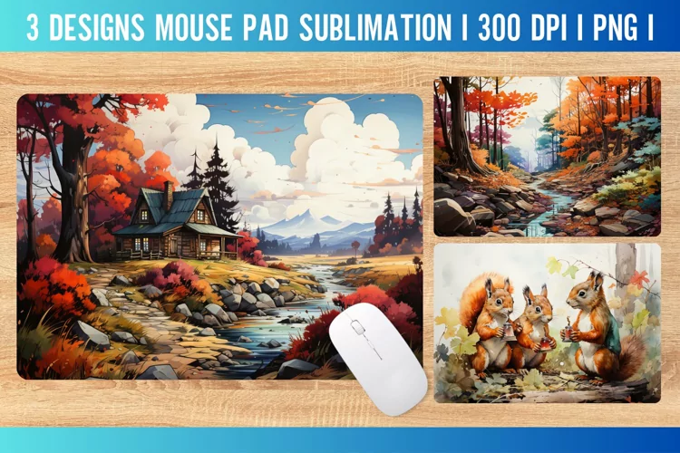 Autumn Mouse Pad Sublimation Design PNG