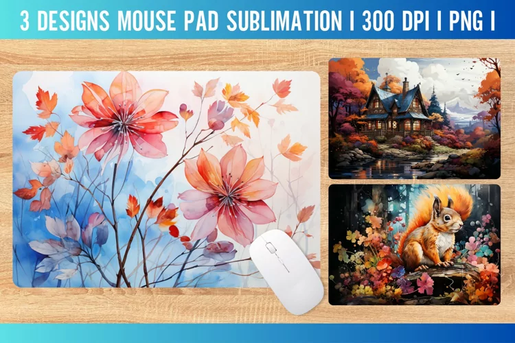 Autumn Mouse Pad Sublimation Design PNG