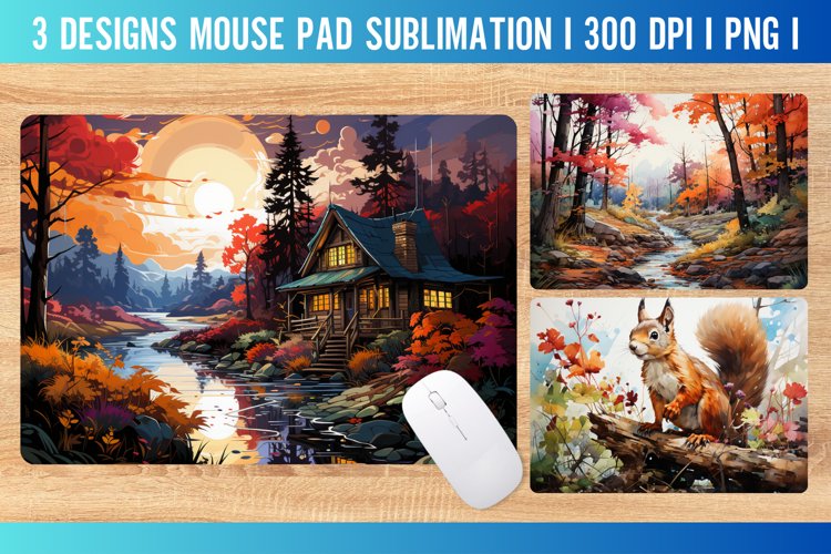 Autumn Mouse Pad Sublimation Design PNG example image 1