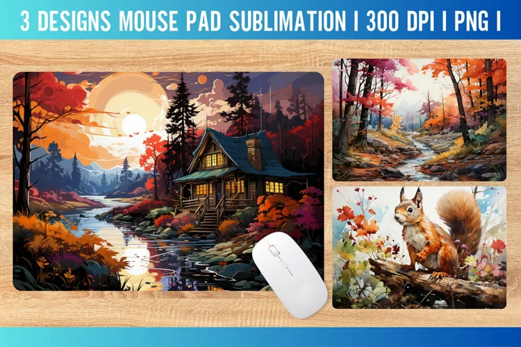 Autumn Mouse Pad Sublimation Design PNG