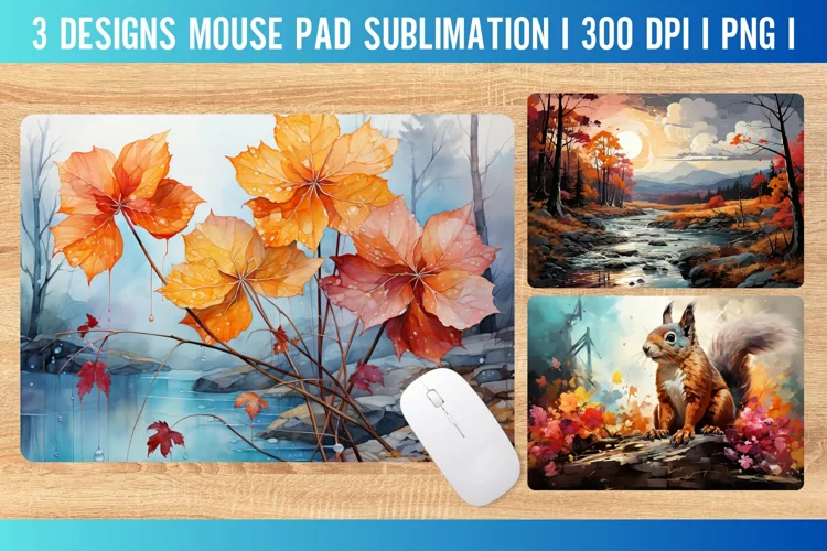 Autumn Mouse Pad Sublimation Design PNG