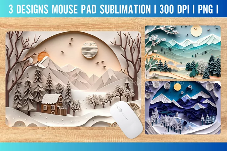 3D Winter Mouse Pad Sublimation Design PNG | Winter 3D