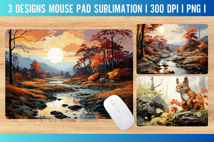 Autumn Mouse Pad Sublimation Design PNG