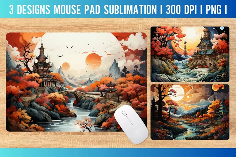 Autumn Mouse Pad Sublimation Design PNG