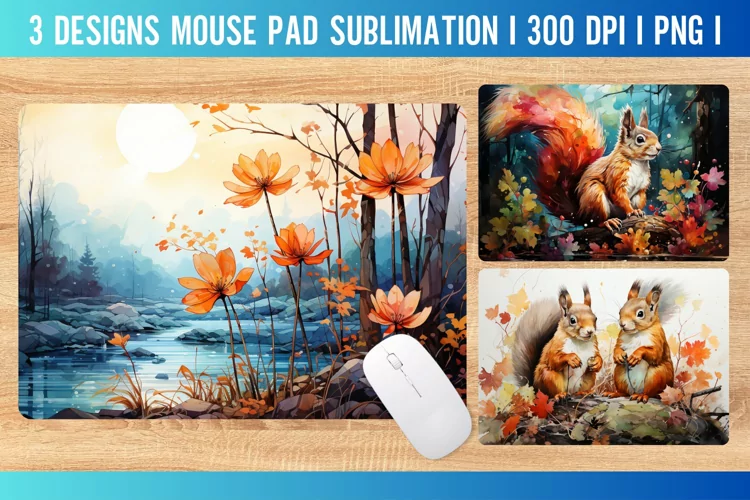 Autumn Mouse Pad Sublimation Design PNG