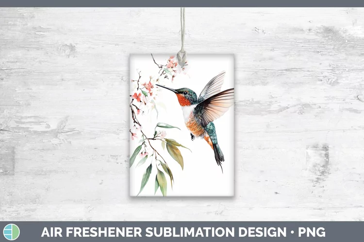 Watercolor Hummingbird Air Freshener Sublimation Car Freshen