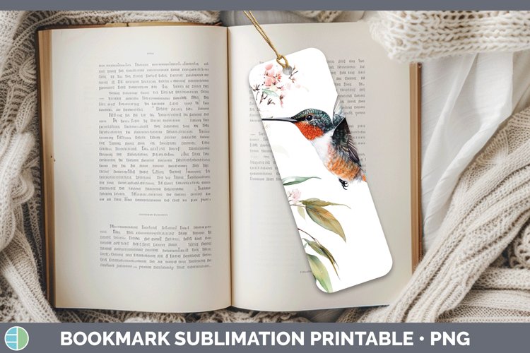 Watercolor Hummingbird Bookmark Sublimation Printable Design