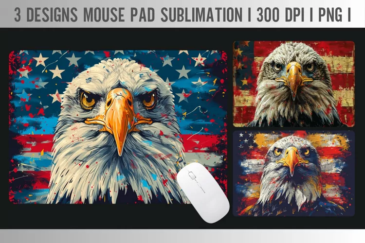 Patriotic American Eagle & US Flag Mouse Pad - Sublimation