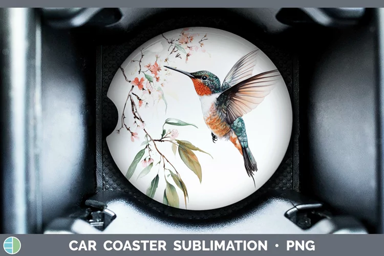Watercolor Hummingbird Car Coaster Sublimation Designs