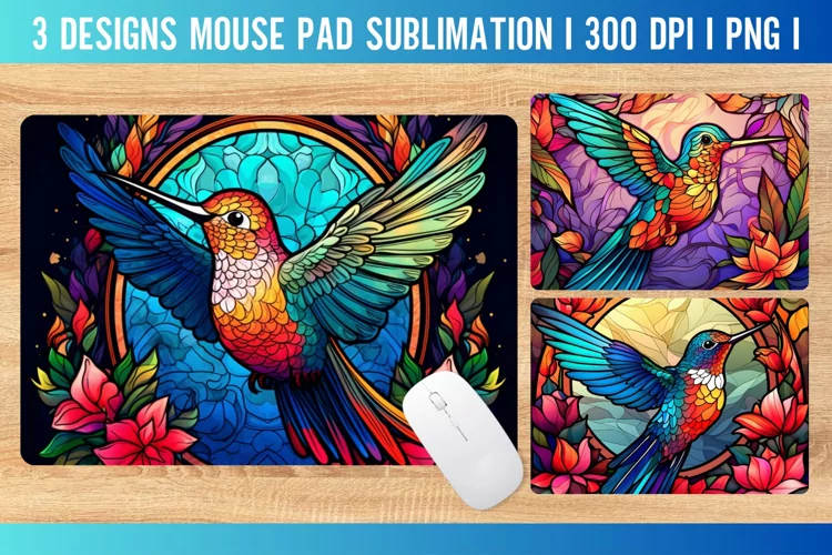 Stained Glass Mouse Pad Sublimation Design PNG
