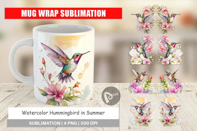 Mug Wrap Design Hummingbird Summer