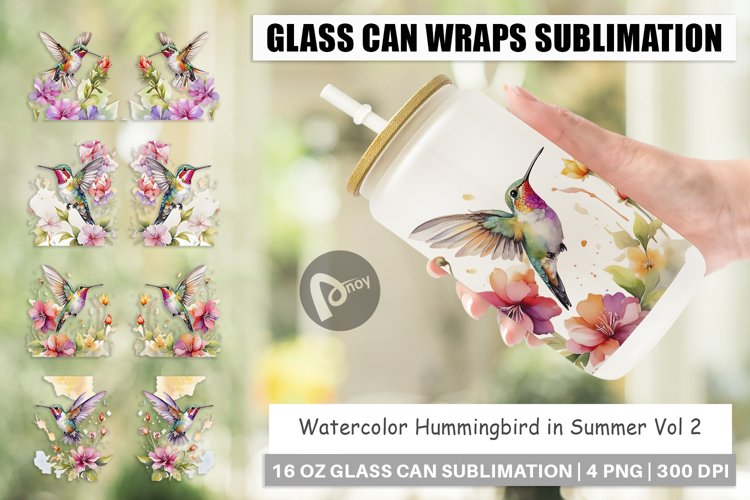 Glass Can Wraps Hummingbird Summer