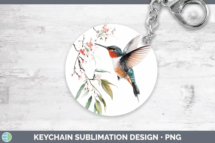 Watercolor Hummingbird Keychain Sublimation Keyring Designs